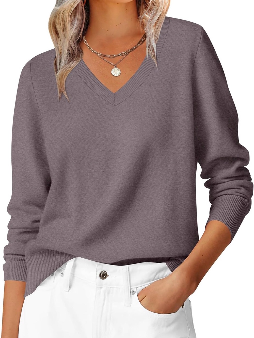 ANRABESS Women's Long Sleeve V Neck Light Sweater - new with tags.
